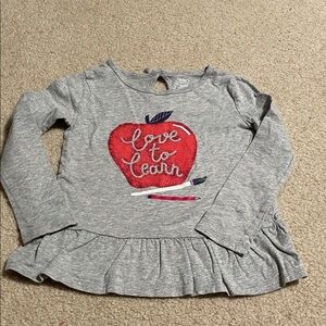 Carter's Gray Long Sleeve with Red Apple Graphic